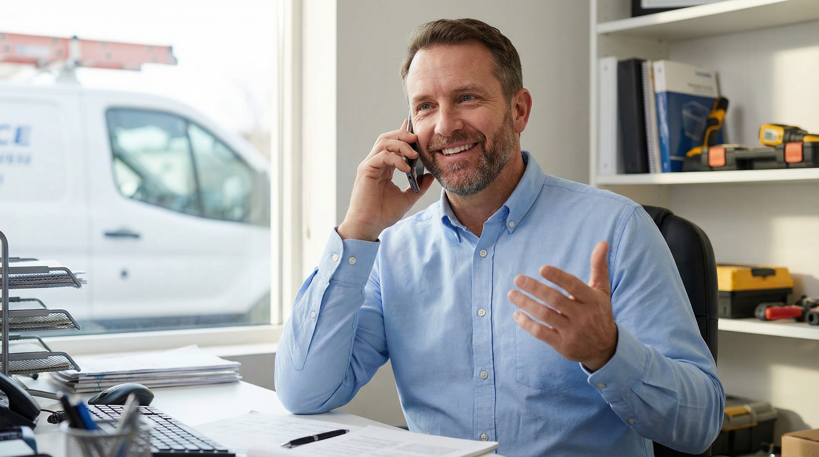 Owner reviewing report